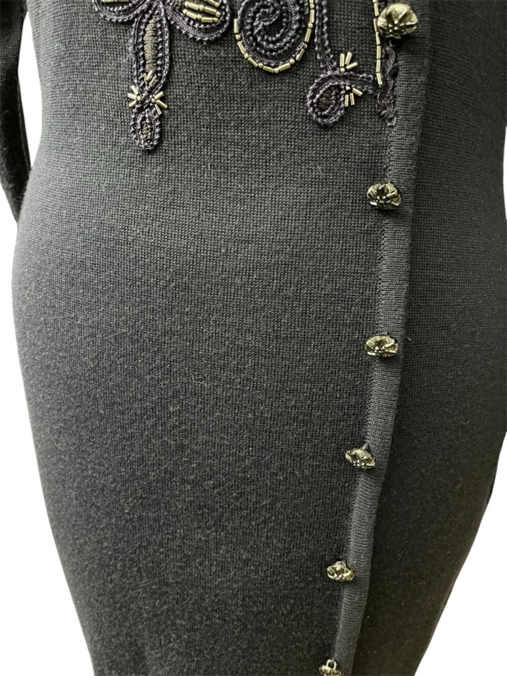 Vintage Carole Little Navy Embroidered Beaded Dress - Picture 5 of 10
